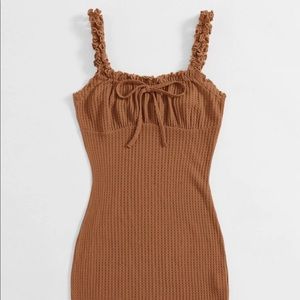 Plus Size Brown Waffle Knit Dress